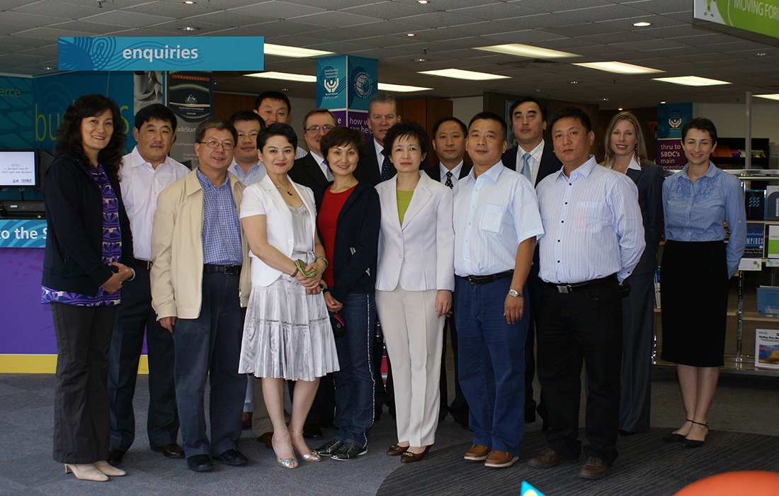 Photo of SBDC staff from the Business Migration team with a delegation of representatives from China.