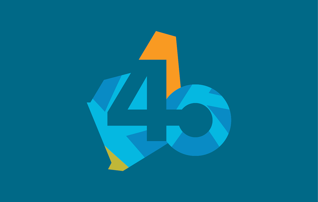 A graphic of the SBDC's 40th anniversary logo on a blue background.